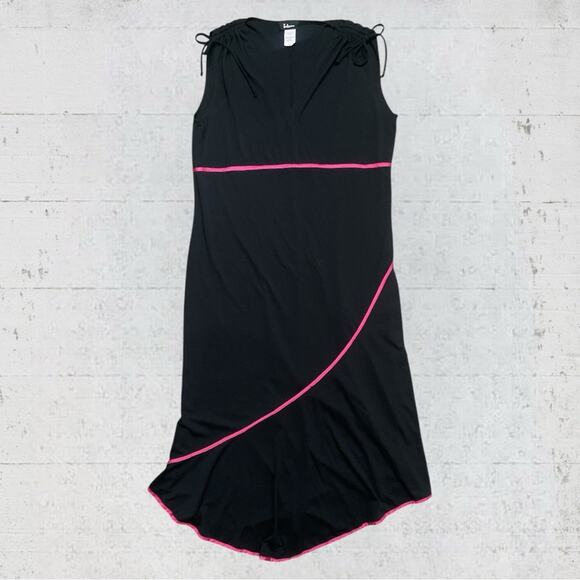 VTG Y2K Taboo Babydoll Asymmetrical Maxi Dress 2X Fairy Goth Black Pink - Picture 3 of 16